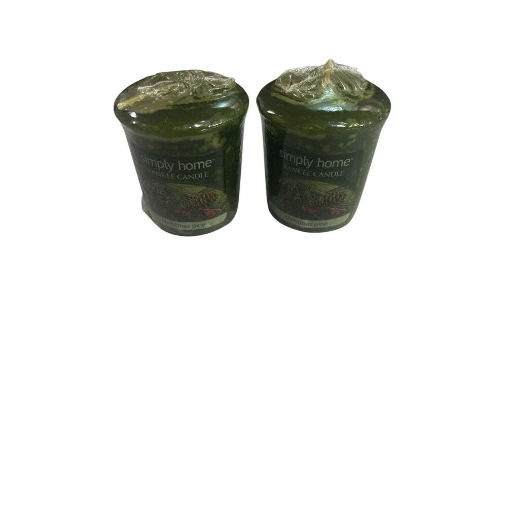 Lot Of 2 Simply Home Yankee Candle Christmas Pine Votive Candles Retired *New